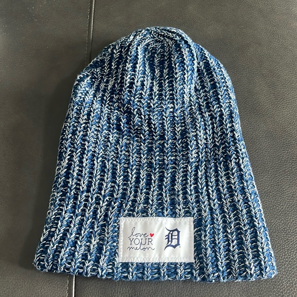Brand new! $50 Love Your Melon Detroit Slouch Hat Blue and White